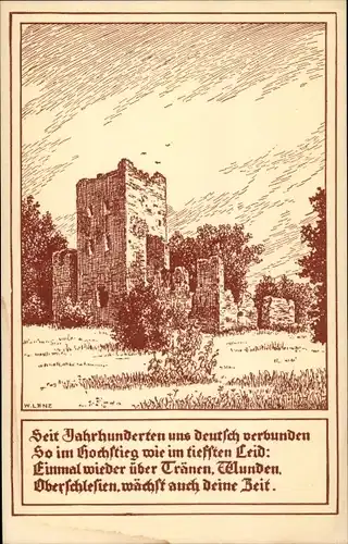 Künstler Ak Lenz, W., Chudow Oberschlesien, Ruine