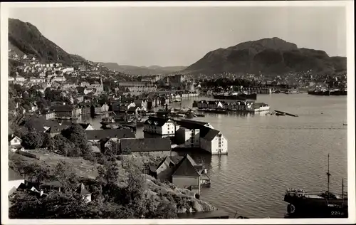 Ak Bergen Norwegen, Blick auf den Ort