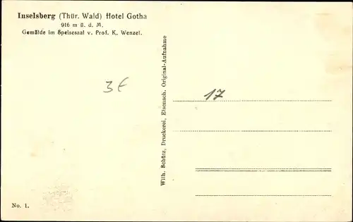 Passepartout Künstler Ak Wenzel, K., Brotterode Trusetal Thüringen, Inselsberg, Hotel Gotha, Hirsche