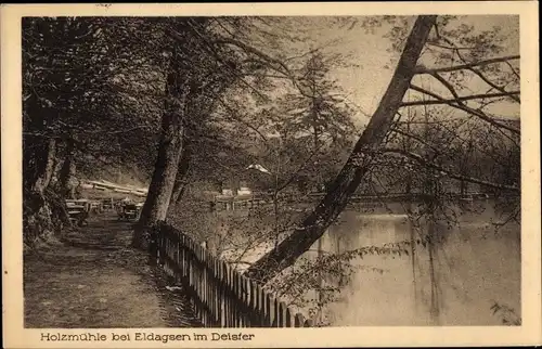 Ak Eldagsen Springe Niedersachsen, Holzmühle, Partie am Teich