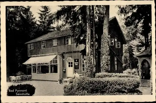 Ak Bad Pyrmont Niedersachsen, Außenansicht der Sennhütte, Restaurant und Cafe, Burgwaldshof