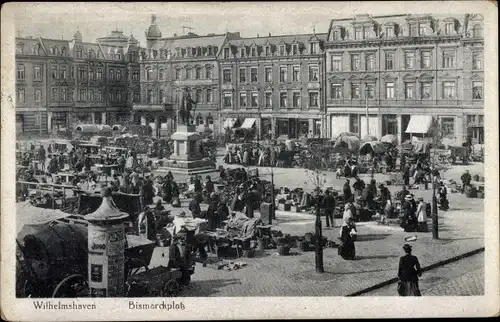 Ak Wilhelmshaven in Niedersachsen, Bismarckplatz, Markt