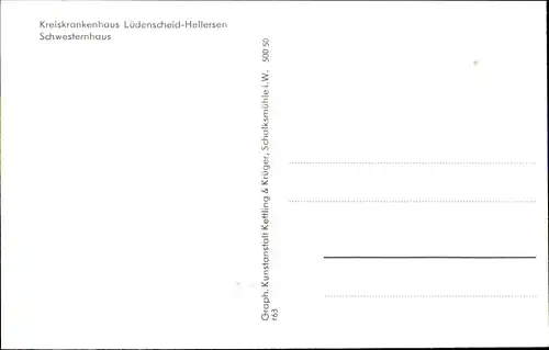 Ak Hellersen Lüdenscheid in Nordrhein Westfalen, Kreiskrankenhaus, Schwesternhaus