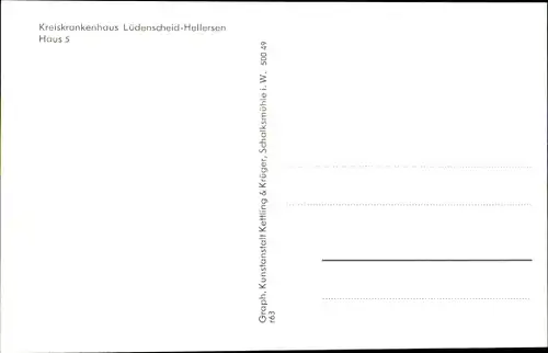 Ak Hellersen Lüdenscheid in Nordrhein Westfalen, Kreiskrankenhaus, Haus 5