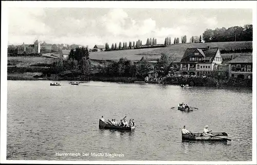 Ak Much Nordrhein Westfalen, Gasthaus Herrenteich bei Much, Ruderpartie