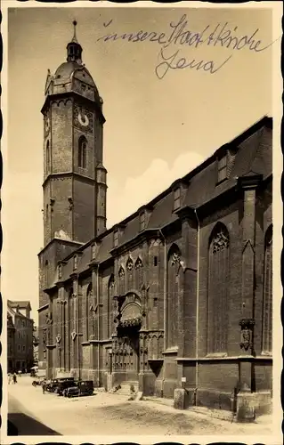 Ak Jena in Thüringen, Stadtkirche, Autos