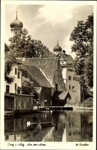 Ak Isny im Allgäu, Ache-Partie, Häuser