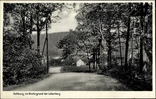 Ak Hohburg Lossatal in Sachsen, Ortspartie, Waldweg, Blick auf den Löbenberg