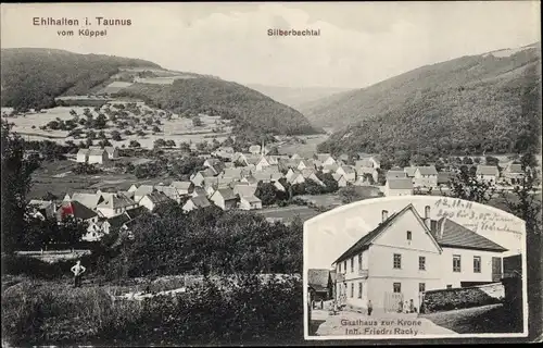 Ak Ehlhalten Eppstein im Taunus, Silberbachtal, Gasthaus zur Krone, Blick auf den Ort