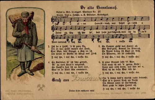Lied Ak Günther, Anton, Erzgebirgische Mundart Nr. 27, Dr alta Hannelsman