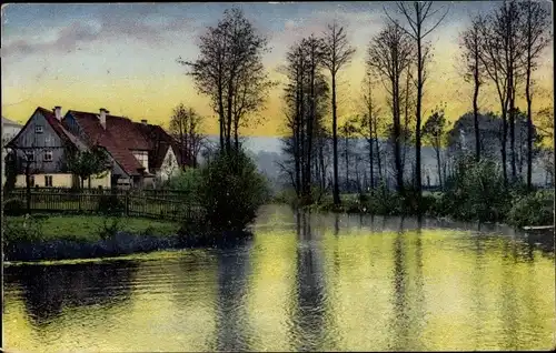 Ak Photochromie, Nenke und Ostermaier 1348, Flusspartie mit Wohnhaus