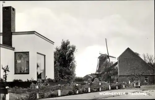 Ak Wormerveer Nordholland Niederlande, Wandelweg, Windmühle