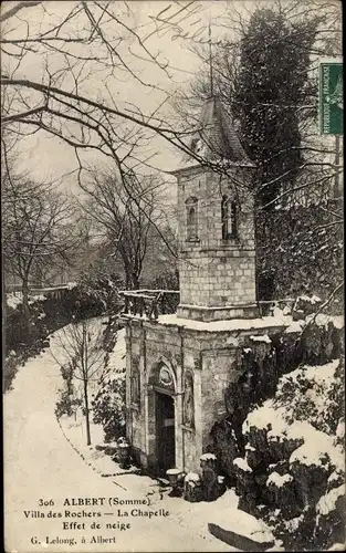 Ak Albert Somme, Villa des Rochers, La Chapelle, neige