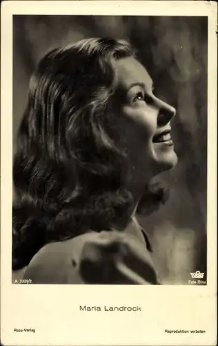 Ak Schauspielerin Maria Landrock, Portrait, Profilansicht, Tobis Film, Ross Verlag A 3309 2