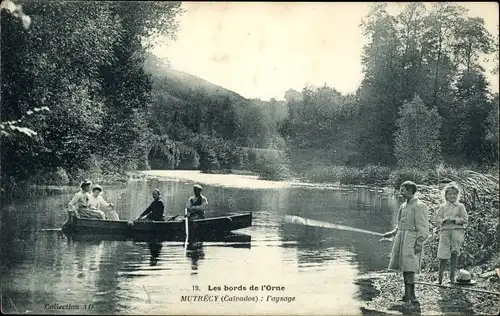 Ak Mutrécy Calvados, Paysage, Ruderpartie