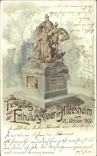 Litho Hildesheim in Niedersachsen, Denkmal, Enthüllungsfeier 15.10.1900