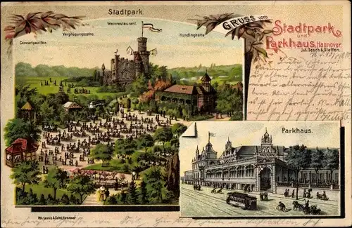 Litho Hannover in Niedersachsen, Gasthaus Parkhaus, Stadtpark, Weinrestaurant