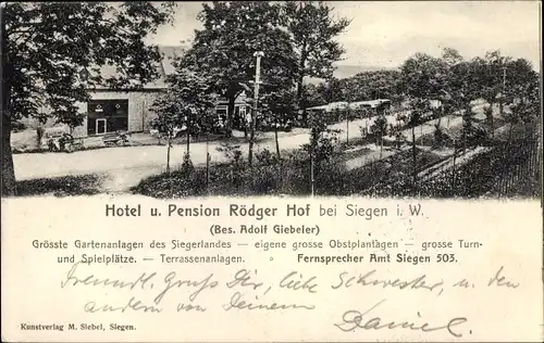 Ak Siegen in Westfalen, Hotel und Pension Rödger Hof