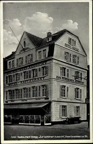 Ak Ehrenbreitstein Koblenz in Rheinland Pfalz, Hotel Restaurant Zur schönen Aussicht