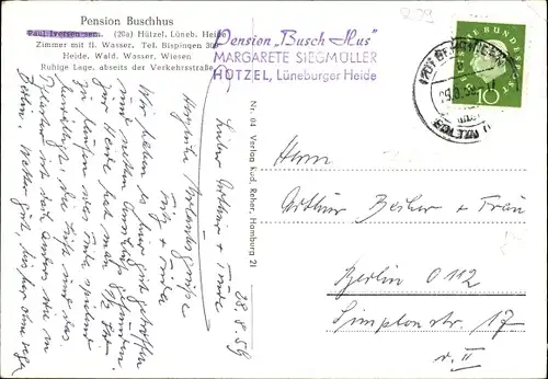 Ak Hützel Bispingen im Heidekreis, Pension Busch Hus, Margarete Siegmüller, Flusspartie