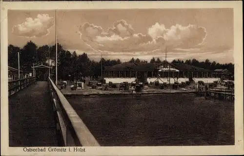 Ak Ostseebad Grömitz in Holstein, Strandbad, Seebrücke