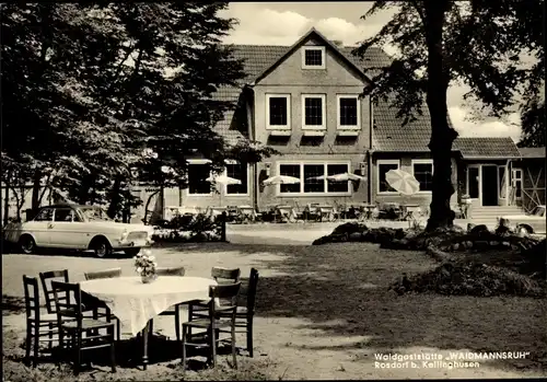 Ak Rosdorf in Schleswig Holstein, Gasthaus Waidmannsruh, Terrasse, Autos