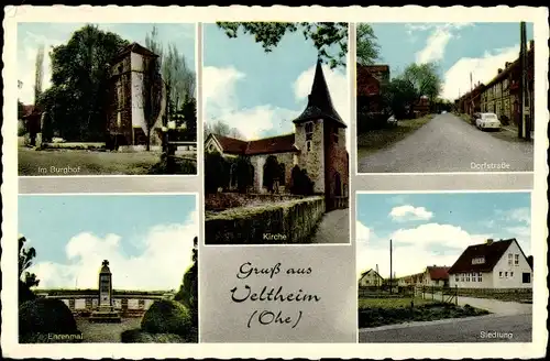 Ak Veltheim an der Ohe Niedersachsen, Kirche, Siedlung, Dorfstraße, Burghof, Ehrenmal
