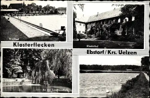 Ak Ebstorf in der Lüneburger Heide, Klosterflecken, Waldbad, Mühlenteich, Landbauschule, Klosterhof