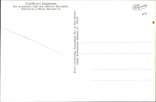 Ak Rüdesheim am Rhein, Konditorei Jungmann, Rheinstraße 26