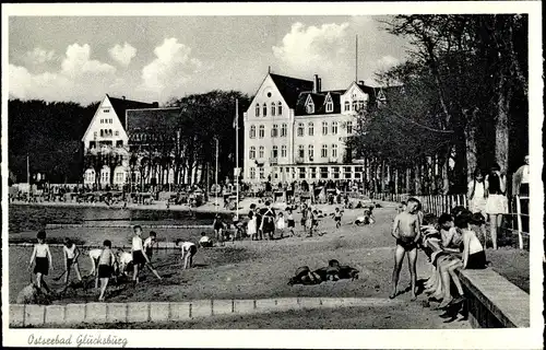 Ak Glücksburg an der Ostsee, Strandleben