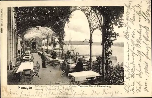 Ak Remagen Rheinland Pfalz, Terrasse Hôtel Fürstenberg