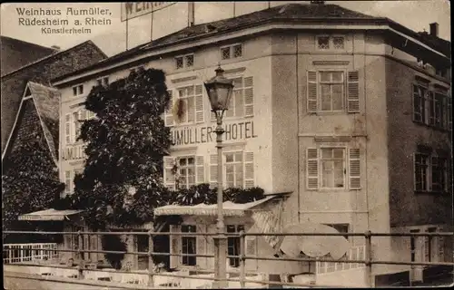 Ak Rüdesheim am Rhein, Weinhaus Aumüller, Künstlerheim