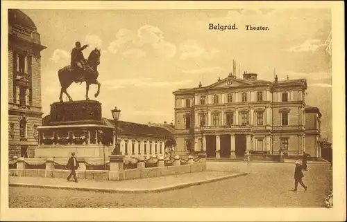 Ak Belgrad Beograd Serbien, Theater, Denkmal