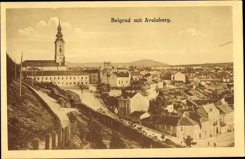 Ak Belgrad Beograd Serbien, Blick auf den Ort, Avalaberg