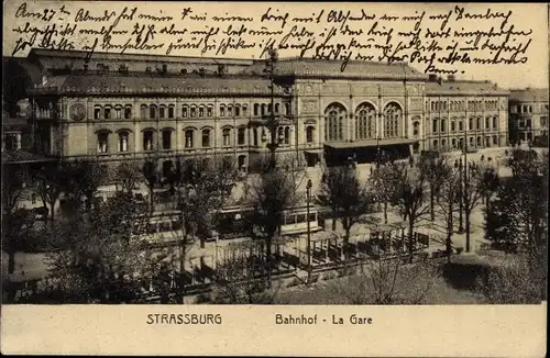 Ak Strasbourg Straßburg Elsass Bas Rhin, Bahnhof