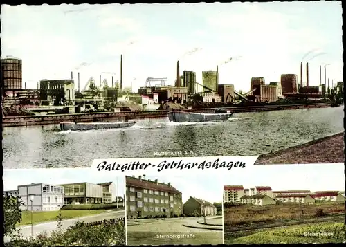 Ak Gebhardshagen Salzgitter in Niedersachsen, Gleisdreieck, Schule, Sternbergstraße, Hüttenwerk AG