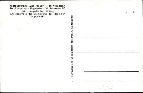 Ak Sehlde an der Innerste Niedersachsen, Waldgaststätte Jägerhaus, Festsaal