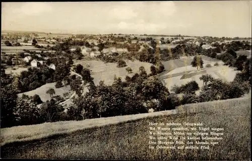 Ak Oberdielbach Waldbrunn im Odenwald, Panorama, Gedicht