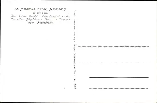 Ak Aschendorf Papenburg im Emsland, St. Amandus Kirche,  Holzschnitzerei Das Leiden Christi