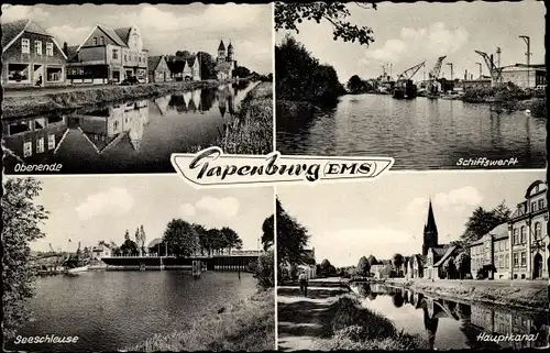 Ak Papenburg Ems, Schiffswerft, Kanal, Schleuse