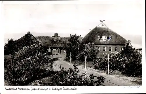 Ak Norderney in Ostfriesland, Jugendherberge u. Zeltlager Dünensender