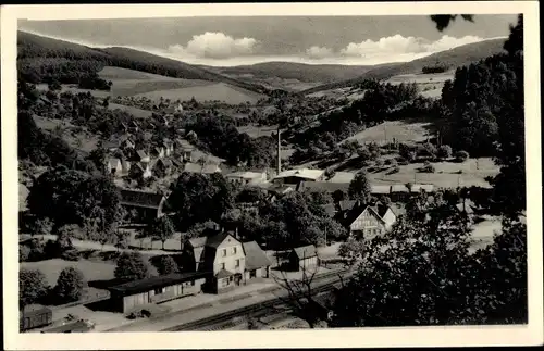 Ak Waldmichelbach Wald Michelbach im Odenwald Hessen, Blick auf den unteren Ortsteil, Bahnhof