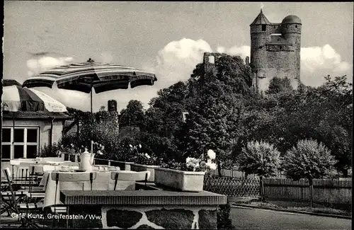 Ak Greifenstein im Westerwald Hessen, Café Kunz, Ruine