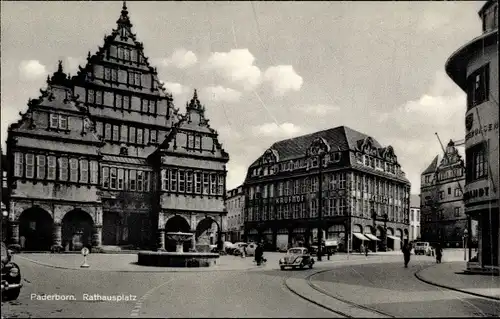 Ak Paderborn in Westfalen, Rathausplatz