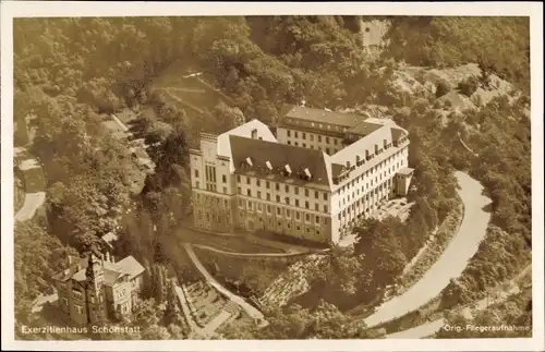 Ak Schönstatt Vallendar am Rhein, Exerzitienhaus, Fliegeraufnahme