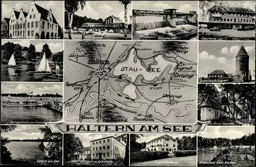 Ak Haltern am See, Rathaus, Stadtmühle, Walzenwehr, Jugendherberge
