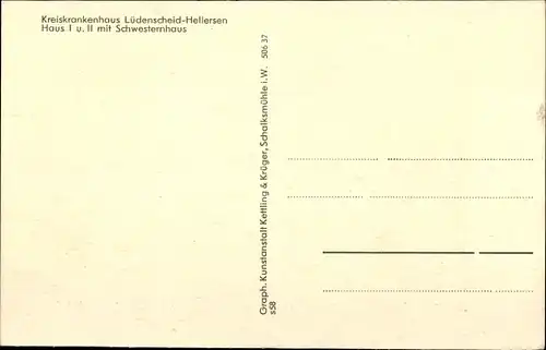 Ak Hellersen Lüdenscheid in Nordrhein Westfalen, Kreiskrankenhaus, Haus I. und II.