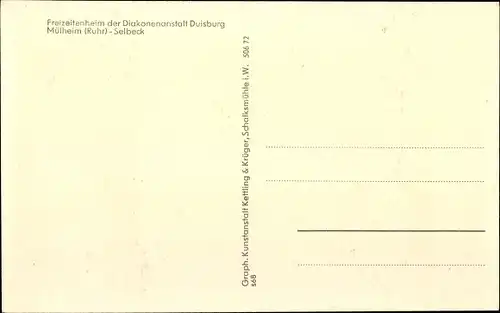 Ak Selbeck Mülheim an der Ruhr, Freizeitenheim der Diakonenanstalt