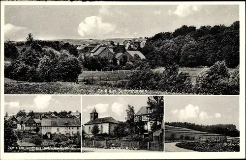 Ak Sudershausen Nörten Hardenberg in Niedersachsen, Teilansicht, Schule, Kirche