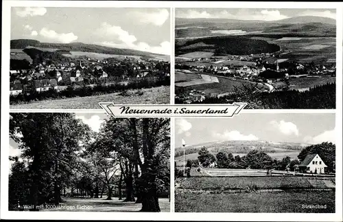 Ak Neuenrade im Sauerland, Strandbad, Panorama , Wall m. 1000 jährigen Eichen